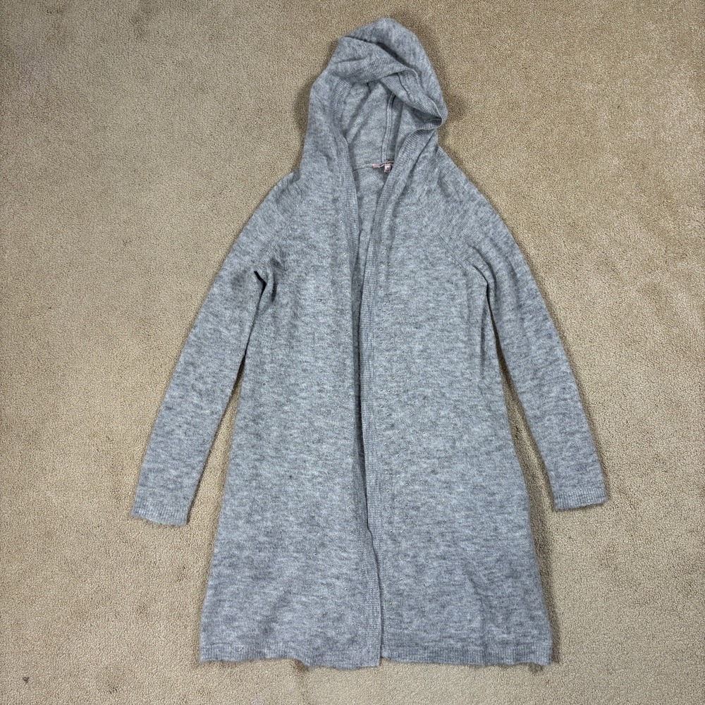Juicy Couture Gray Knit Hooded Cardigan Sweater Women's Small S Long Sleeve